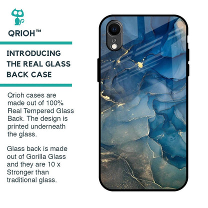 Blue Cool Marble Glass Case for iPhone XR