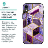 Purple Rhombus Marble Glass Case for iPhone XR