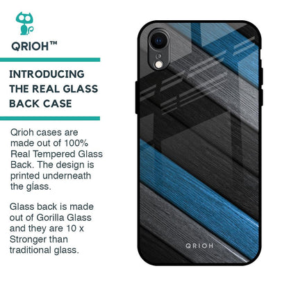 Multicolor Wooden Effect Glass Case for iPhone XR