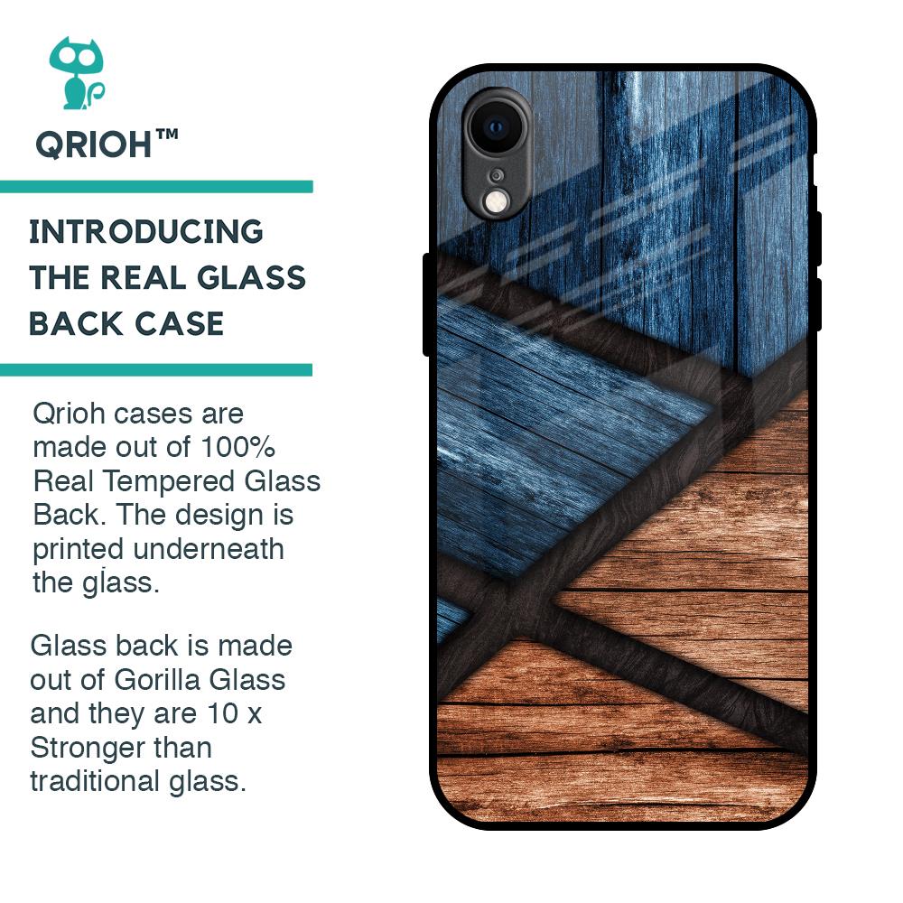 Wooden Tiles Glass Case for iPhone XR