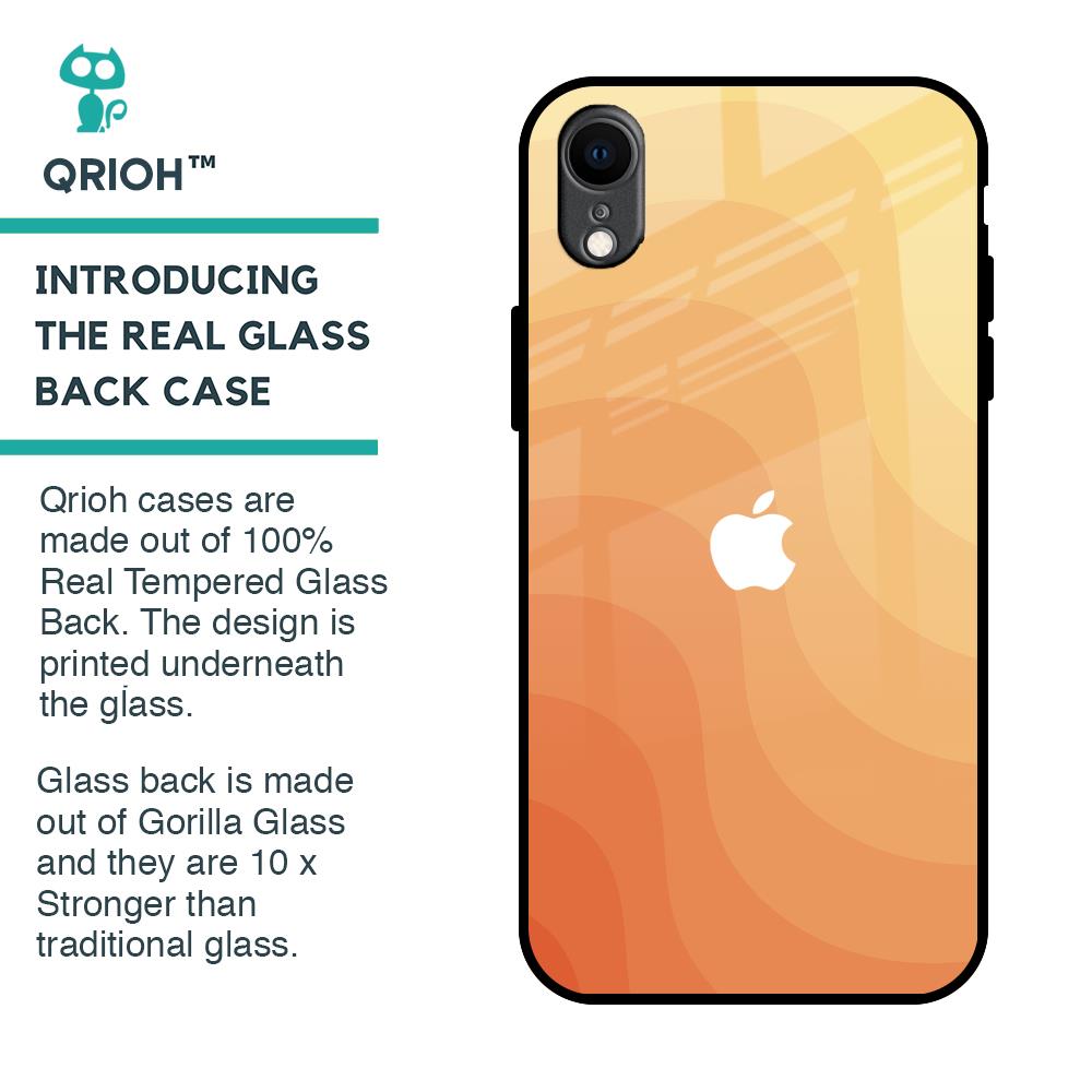 Orange Curve Pattern Glass Case for iPhone XR