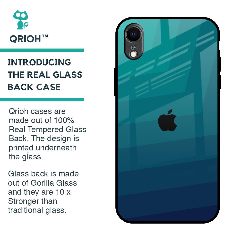 Green Triangle Pattern Glass Case for iPhone XR