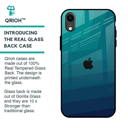 Green Triangle Pattern Glass Case for iPhone XR