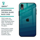 Green Triangle Pattern Glass Case for iPhone XR