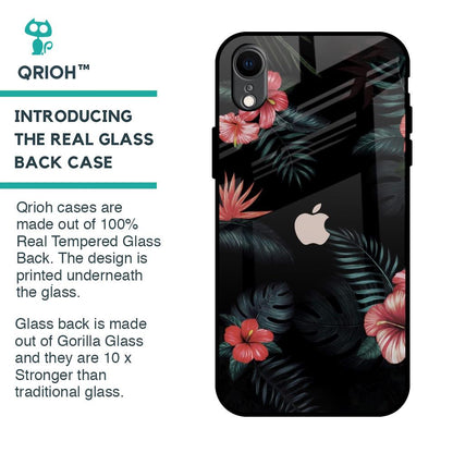 Tropical Art Flower Glass Case for iPhone XR