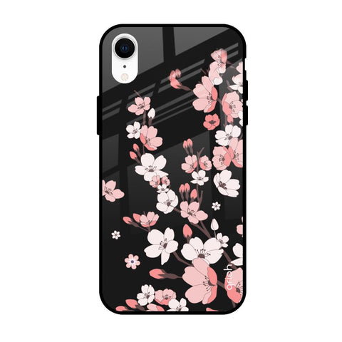 Black Cherry Blossom Apple iPhone XR Glass Cases & Covers Online