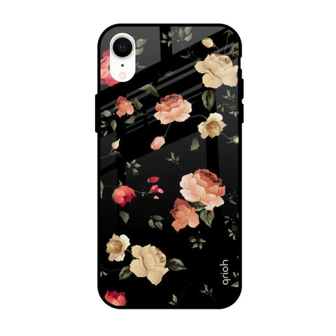 Black Spring Floral Apple iPhone XR Glass Cases & Covers Online