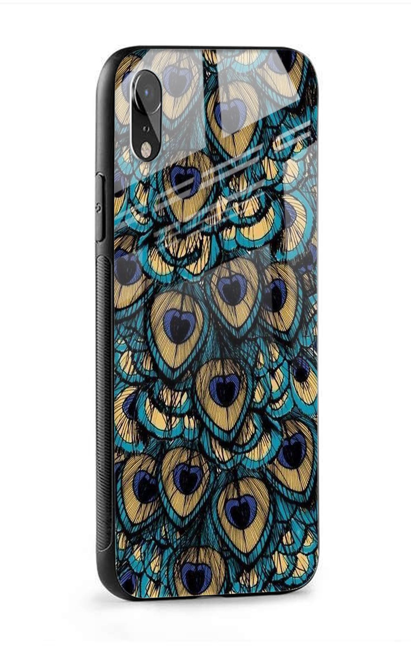 Peacock Feathers Glass case for iPhone XR