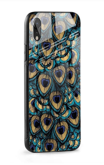Peacock Feathers Glass case for iPhone XR