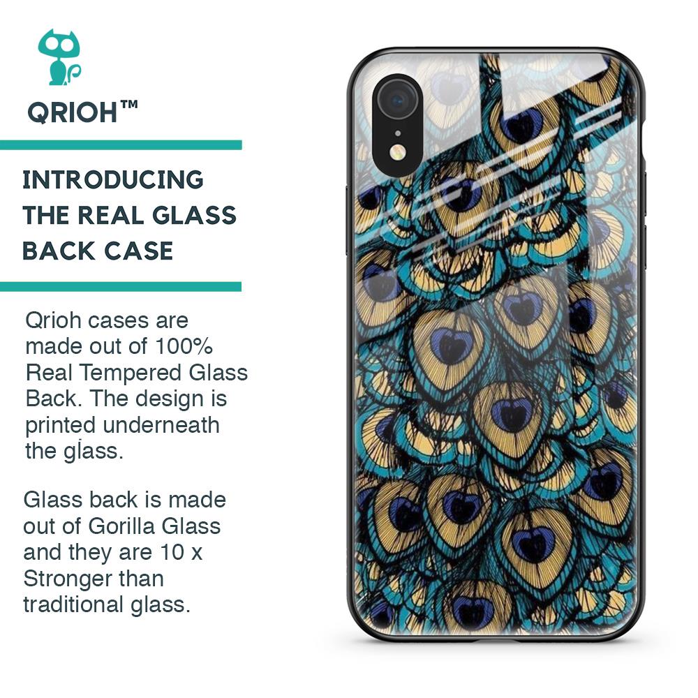 Peacock Feathers Glass case for iPhone XR