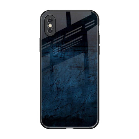 Dark Blue Grunge iPhone XS Glass Back Cover Online