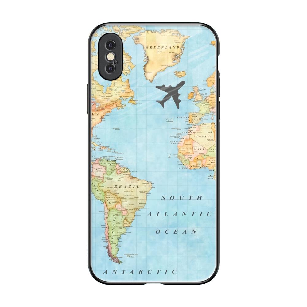 Travel Map iPhone XS Glass Back Cover Online