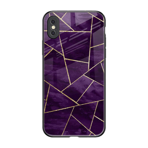 Geometric Purple iPhone XS Glass Back Cover Online