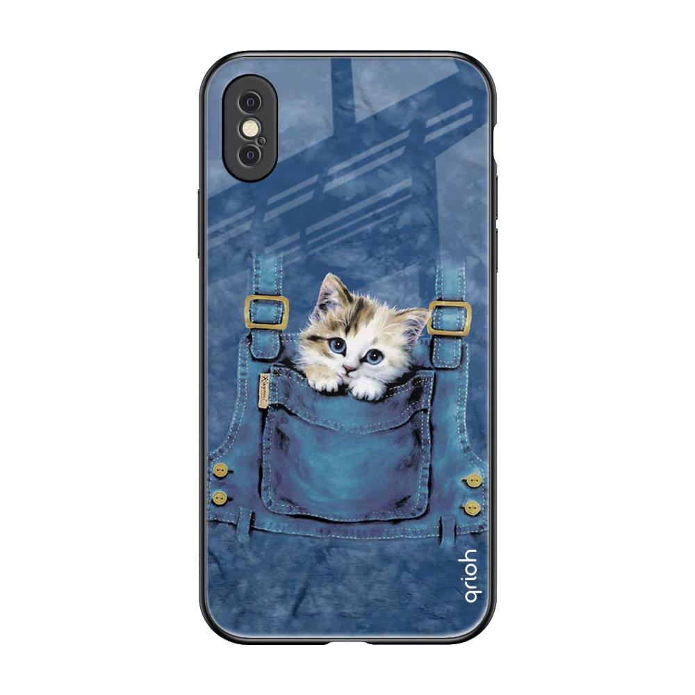 Kitty In Pocket iPhone XS Glass Back Cover Online