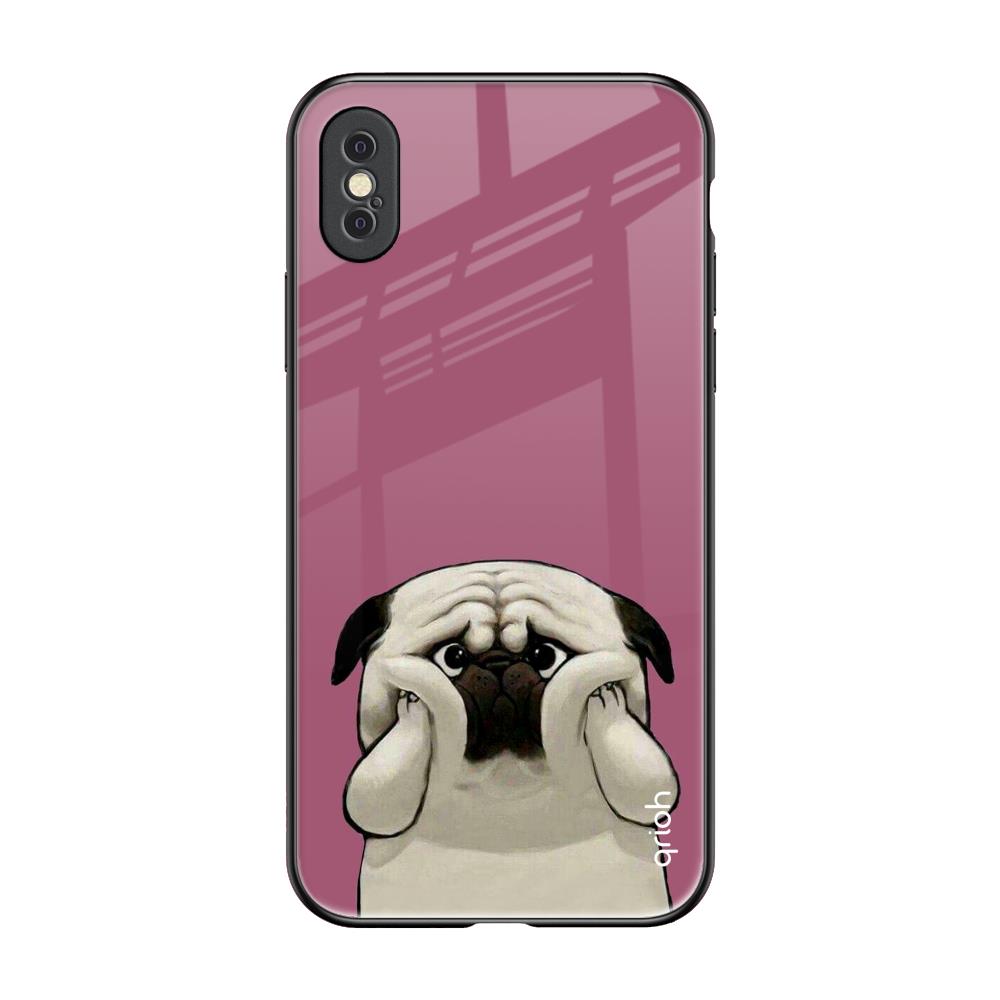 Funny Pug Face iPhone XS Glass Back Cover Online