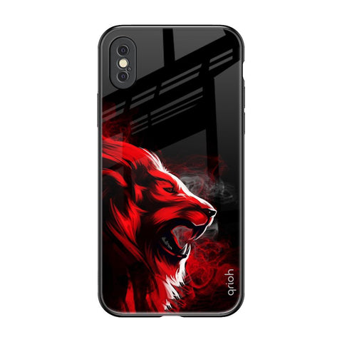 Red Angry Lion iPhone XS Glass Back Cover Online