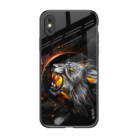 Aggressive Lion iPhone XS Glass Back Cover Online