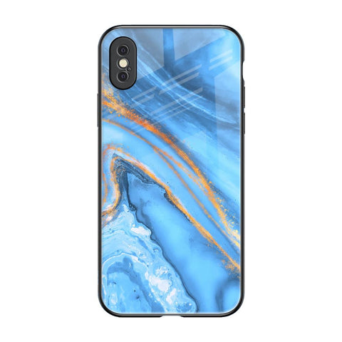 Vibrant Blue Marble iPhone XS Glass Back Cover Online