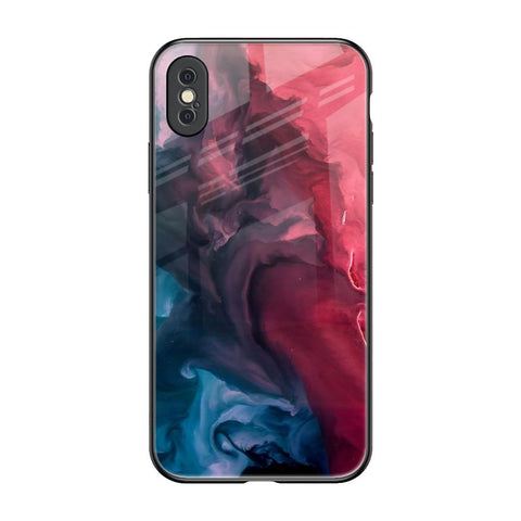Blue & Red Smoke iPhone XS Glass Back Cover Online