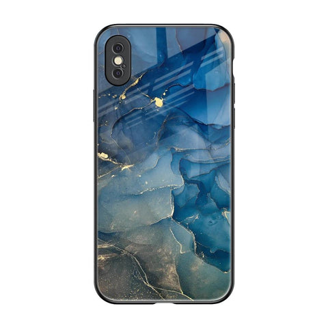 Blue Cool Marble iPhone XS Glass Back Cover Online