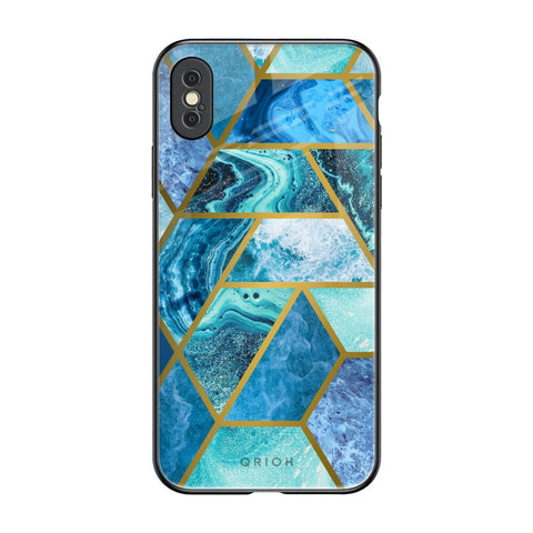 Turquoise Geometrical Marble iPhone XS Glass Back Cover Online