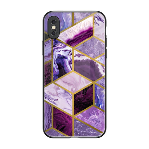 Purple Rhombus Marble iPhone XS Glass Back Cover Online