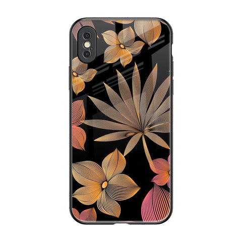 Lines Pattern Flowers iPhone XS Glass Back Cover Online