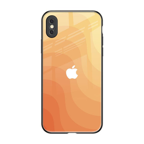 Orange Curve Pattern iPhone XS Glass Back Cover Online