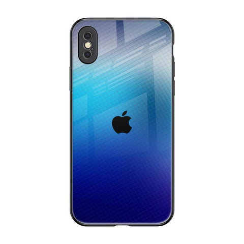 Blue Rhombus Pattern iPhone XS Glass Back Cover Online