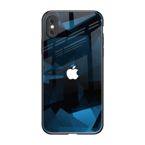 Polygonal Blue Box iPhone XS Glass Back Cover Online