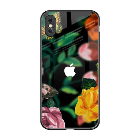 Flowers & Butterfly iPhone XS Glass Back Cover Online