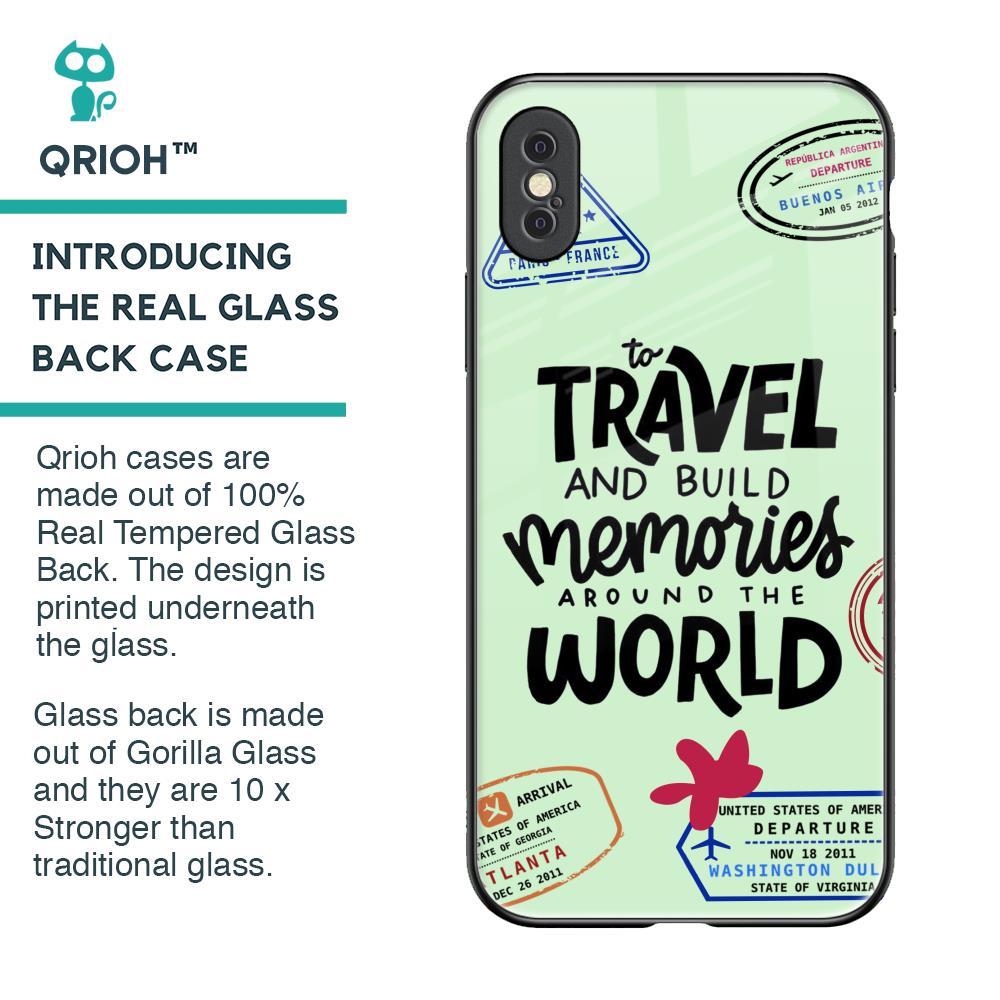 Travel Stamps Glass Case for iPhone XS