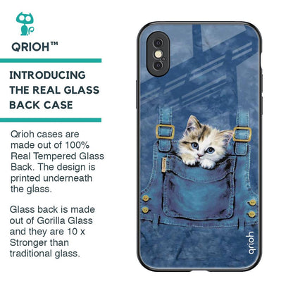 Kitty In Pocket Glass Case For iPhone XS