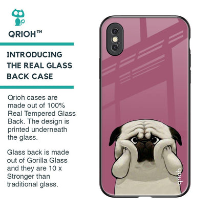Funny Pug Face Glass Case For iPhone XS