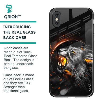 Aggressive Lion Glass Case for iPhone XS