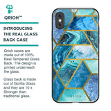 Turquoise Geometrical Marble Glass Case for iPhone XS