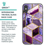 Purple Rhombus Marble Glass Case for iPhone XS