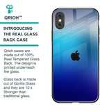 Blue Rhombus Pattern Glass Case for iPhone XS