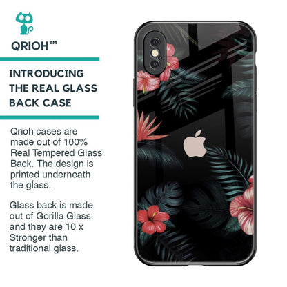 Tropical Art Flower Glass Case for iPhone XS