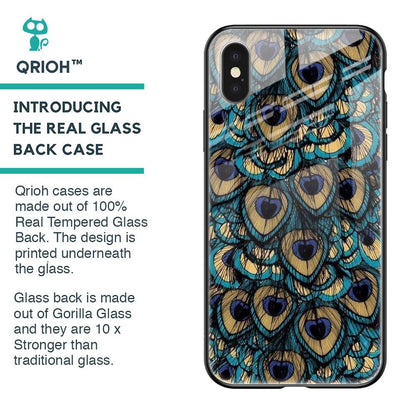 Peacock Feathers Glass case for iPhone XS