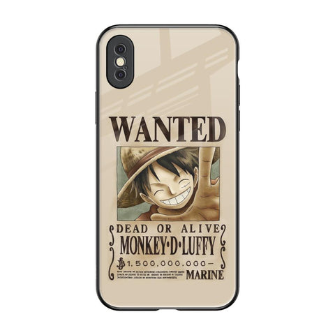Luffy Wanted iPhone XS Max Glass Back Cover Online