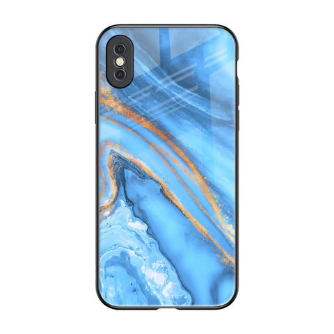 Vibrant Blue Marble iPhone XS Max Glass Back Cover Online