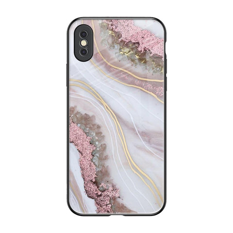 Pink & Gold Gllitter Marble iPhone XS Max Glass Back Cover Online