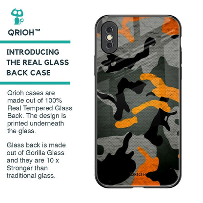 Camouflage Orange Glass Case For iPhone XS Max