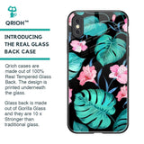 Tropical Leaves & Pink Flowers Glass Case for iPhone XS Max
