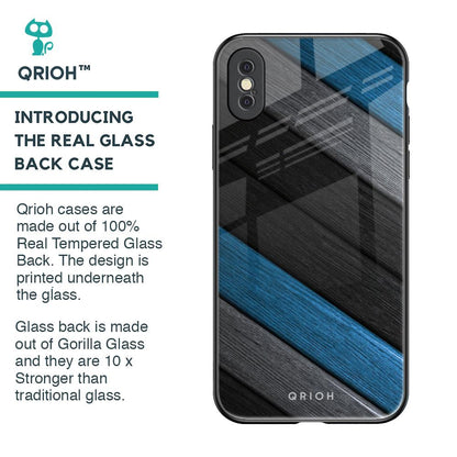 Multicolor Wooden Effect Glass Case for iPhone XS Max