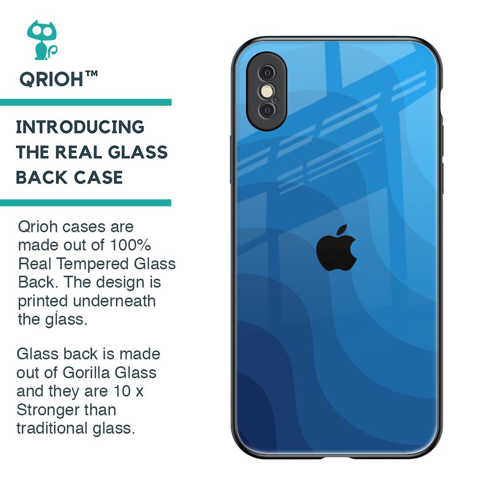 Blue Wave Abstract Glass Case for iPhone XS Max