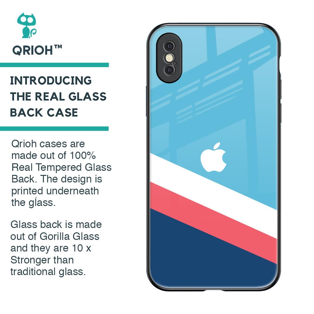 Pink & White Stripes Glass Case For iPhone XS Max