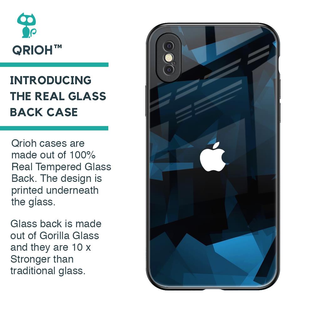 Polygonal Blue Box Glass Case For iPhone XS Max