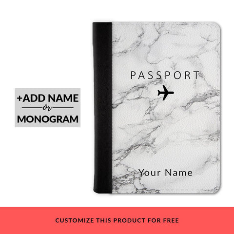 White Marble Custom Passport Cover